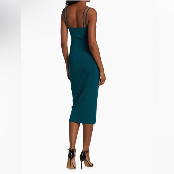 NEW The Sei Double Sweetheart Knit Midi Dress Turquoise Peacock Size Medium - Picture 4 of 14
